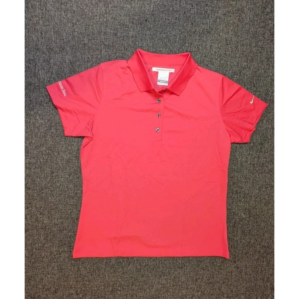 Nike Golf Women's Medium Dri Fit Pink Polo Shirt‎ Stretch Athletic Tennis